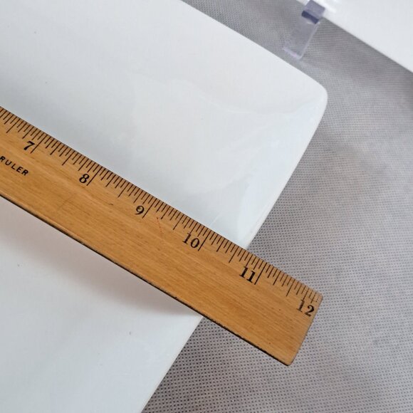 Set of Two  Over and Back “Maison " WHITE PORCELAIN 10.5” SQUARE DINNER PLATES - Picture 4 of 8